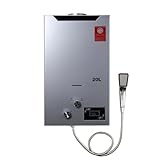 TABODD 40KW 20L Tragbarer Gas Durchlauferhitzer Propangas Campingdusche für Dusche im Außenbereich Dusche Bad Warmwasser Camping Dusche Warmwasserbereiter Warmwasserboiler, Silber