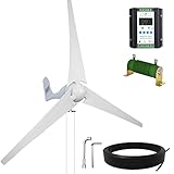 ECO-WORTHY Windturbine Generator 400W DC12V-24V mit 3 Blättern 5,6 Meilen pro Stunde niedrige Startwindgeschwindigkeit mit Solar Wind Hybrid Laderegler, Windrad für Haushalt/Solar Wind Inselsystem