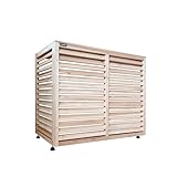Wärmepumpe Verkleidung Klima Sichtschutz Abdeckung aus Holz für Außengeräte Klimaanlage (naturbelassen)