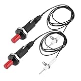 XAVSWRDE 2 Stück Set Piezozünder Piezo Zündung Hitzebeständig Gasgrill Zünder Push Button Piezo Igniter Electrode Ignition Spark mit Druckknopf Piezo Funkenzünder für Gasgrill Bräter Gas Heizer (1M)