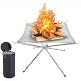 Nestling Tragbare Faltbare Outdoor-Camping-Feuerstelle, 304 Edelstahl, Netzkamin, Picknick, Lagerfeuer, Feuerstelle, Holzverbrennung mit Tragetasche für Terrasse, Camping, Hinterhof