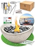 Lightfire® Tischkamin Feuerschale Bioethanol Kamin aus Beton Indoor & Outdoor | Tischdeko für den Innenraum und draußen | Tischfeuer für Balkon Terrasse